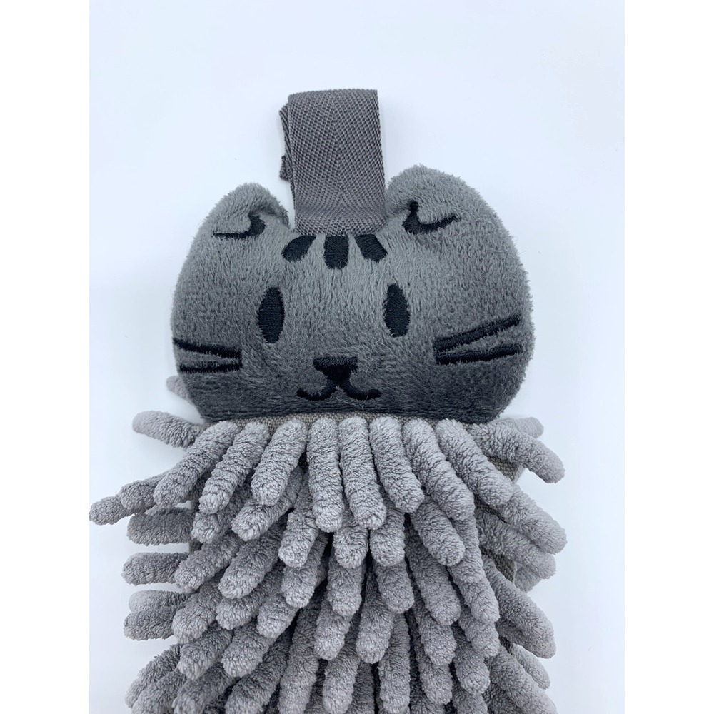 Norwex Pet to Dry Grey Kitten hanging towel  Baclock